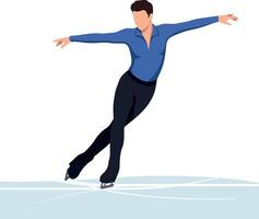 Male ice skater performing balancing pose on ice rink illustration vector