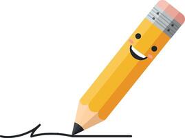 Smiling Yellow Pencil Drawing Line with Eraser Illustration vector