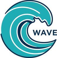 Wave logo design with stylized ocean wave in blue and teal colors for branding and identity vector