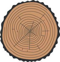 Tree trunk cross section with annual rings natural wood texture illustration vector