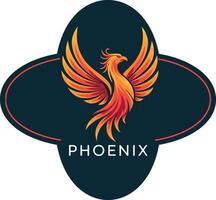 Phoenix logo design with fiery orange and red wings in modern style illustration vector