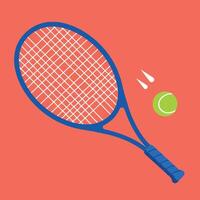 Tennis racket and ball illustration on orange background in square format vector
