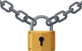 Padlock with grey chain security symbol in simple illustration design vector
