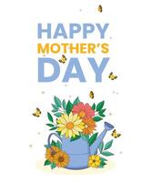 Happy Mothers Day Card with butterflies vector