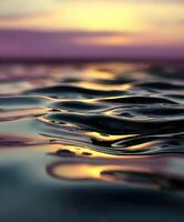 Calm waves reflect sunset colors on tranquil water photo