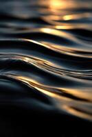 Water waves at sunset photo