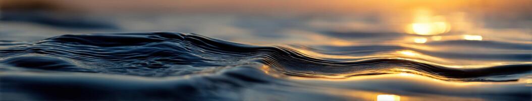 Water waves shimmer in golden sunset light photo