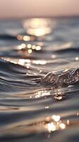 Water surface reflects sunlight at sunset photo