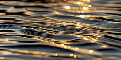 Reflections dance on water's surface at golden hour photo