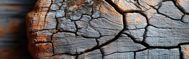 Rustic wooden texture showcasing natural cracks and patterns photo