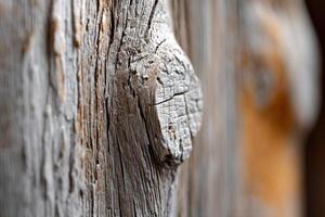 Close-up of weathered wood with knots and textures photo