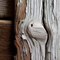 Close up of a wood door with a hole in it photo
