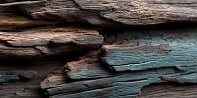 A close up of a piece of wood with blue paint photo