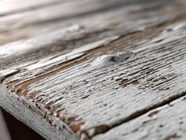 Rustic wooden surface with weathered white paint photo