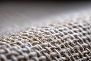 Detailed view of textured fabric background with natural fibers photo