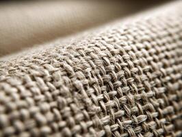 Close-up view of intricate fabric texture in natural tones photo