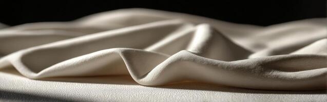 Soft beige fabric draped elegantly on a surface in dim lighting photo