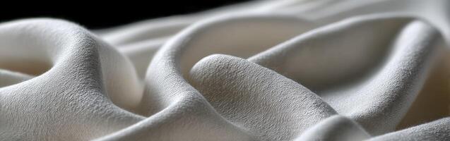 Soft white fabric drapes gracefully on a dark background photo