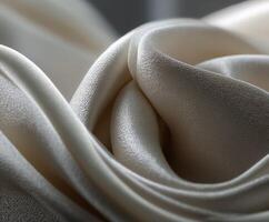 Soft silk fabric draped elegantly with gentle waves and folds photo