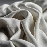 Elegant white fabric draping softly with intricate texture details photo