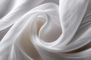 Elegant white fabric twists in soft, flowing curves photo