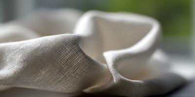 Soft beige fabric draped elegantly on a bright surface photo