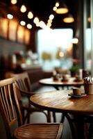 Cozy cafe with warm lighting for a relaxing atmosphere photo
