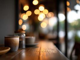 Warm ambiance fills a cozy cafe with inviting lights and aromatic delights photo