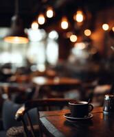 Warm atmosphere captures a quiet moment in a cozy cafe setting photo
