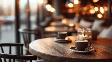 Warm cafe ambiance inviting moments of relaxation and conversation photo