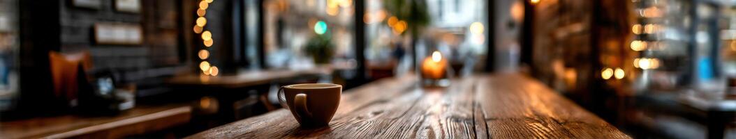 Warm ambiance of a cozy cafe with inviting coffee moments photo