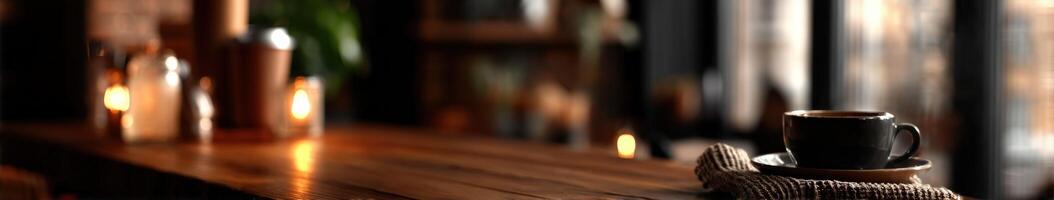 Tranquil coffee moment in a cozy interior setting photo