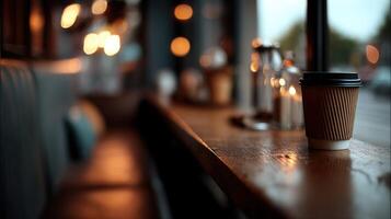 Warm ambiance and cozy vibes in a charming coffee shop setting photo