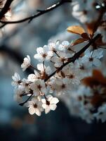 Cherry blossoms in full bloom during a sunny spring day photo