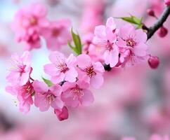 Cherry blossoms bloom in springtime beauty photo