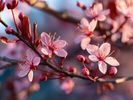 Cherry blossom flowers bloom during spring season photo