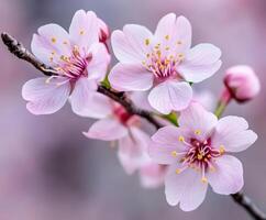 Cherry blossoms bloom beautifully in springtime photo