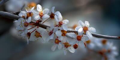 Blooming cherry blossom flowers in springtime nature photo