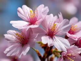 Cherry blossoms bloom in springtime garden photo