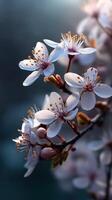 Cherry blossom flowers bloom in early spring light photo