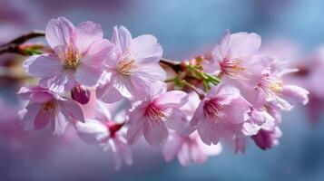 Blossoming cherry blossoms in springtime beauty photo