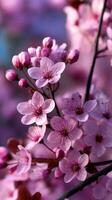 Cherry blossoms bloom in vibrant spring colors photo