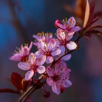 Blossoming cherry blossoms in delicate pink hues photo