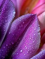 Close-up of dew-covered tulip petals in spring bloom photo