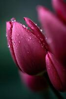Close-up of vibrant tulip flowers adorned with droplets photo