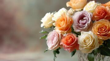 Beautiful roses in a delicate vase arrangement photo