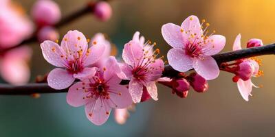 Blooming cherry blossoms in a spring garden photo
