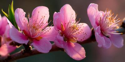 Delicate blossoms bloom vibrant in spring sunlight photo