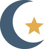 Crescent moon and star symbol simple illustration with blue and gold colors vector