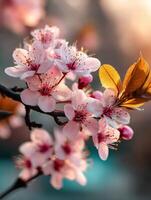 Blossoming cherry flowers welcome spring in full bloom photo